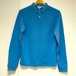 LACOSTE LONG SLEEVE POLO IN LIGHT BLUE
